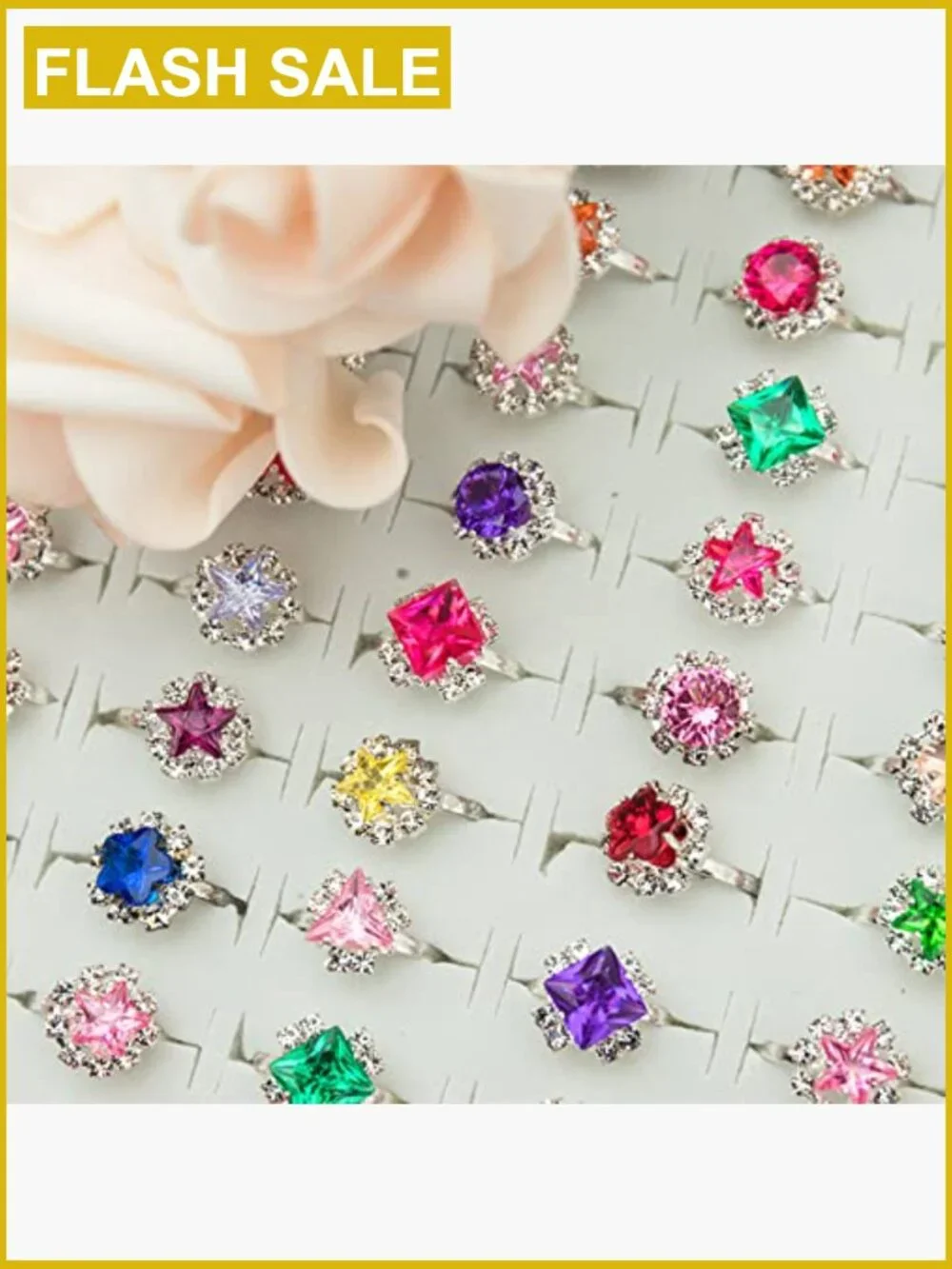 100 Piece Cute Rings Set Adjustable Jewelry Dress Up